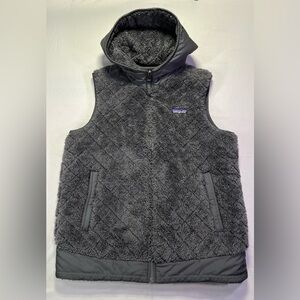 Patagonia Los Gatos Reversible Sherpa Zip Hooded Vest Fleece Grey - M - EUC!